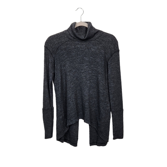 We The Free Charcoal Heathered Gray Turtleneck Open Back Long Sleeve Top Size XS - Picture 2 of 10